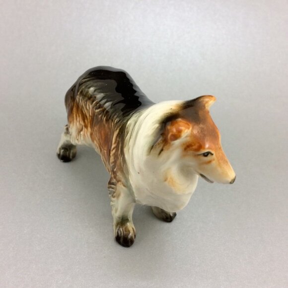 3 Vintage Collie Dog Figurines Made in Japan Glossy Ceramic Standing Laying Down - Picture 9 of 16